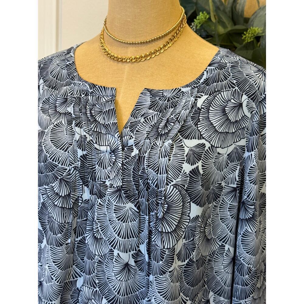 CHAUS New York Blue Fern Blouse Shirt Top Women size L - Picture 2 of 7